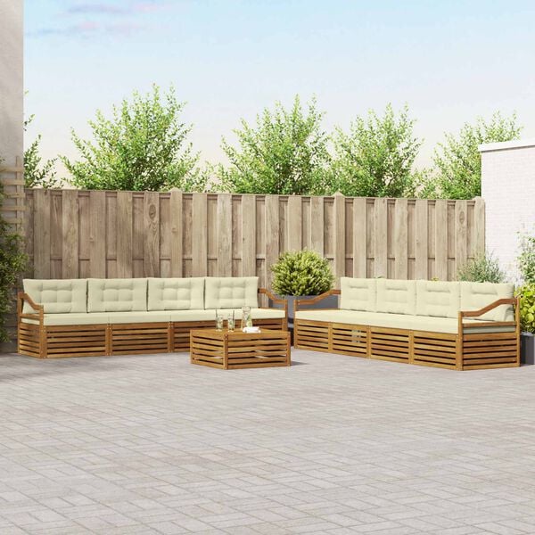 vidaXL Ensemble de canap&eacute;s d'ext&eacute;rieur 9 pcs Naturel et Cr&egrave;me