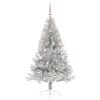 vidaXL Sapin de No&euml;l artificiel pr&eacute;-&eacute;clair&eacute; Argent 150 cm PET