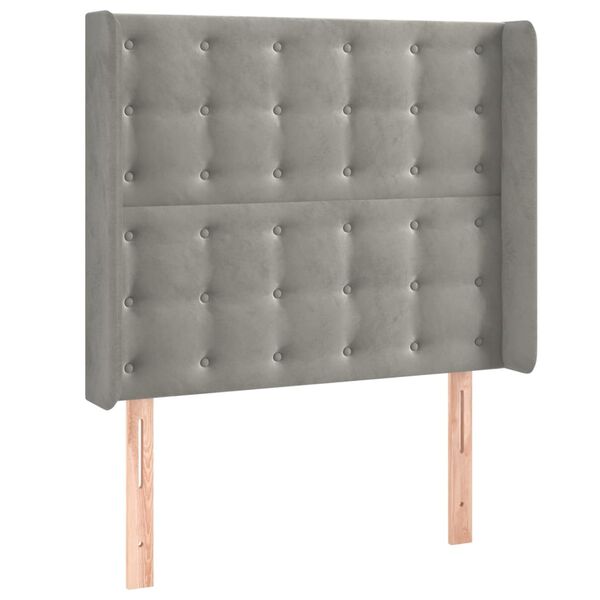 vidaXL T&ecirc;te de lit &agrave; LED Gris clair 83x16x118/128 cm Velours