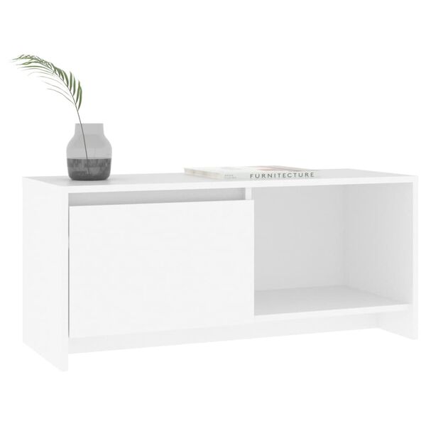 vidaXL Meuble TV Blanc 90x35x40 cm Bois d'ing&eacute;nierie