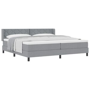 vidaXL Lit &agrave; ressorts avec matelas Gris clair 200 x 200 cm Polyester
