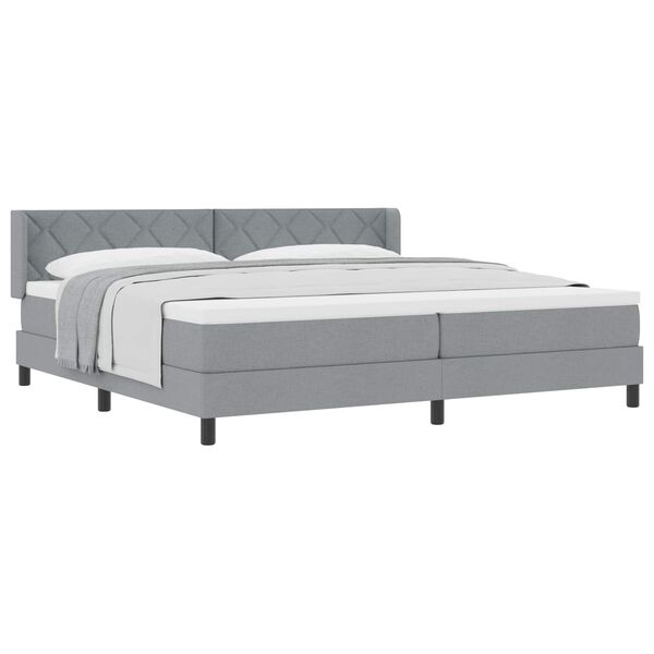 vidaXL Lit &agrave; ressorts avec matelas Gris clair 200 x 200 cm Polyester