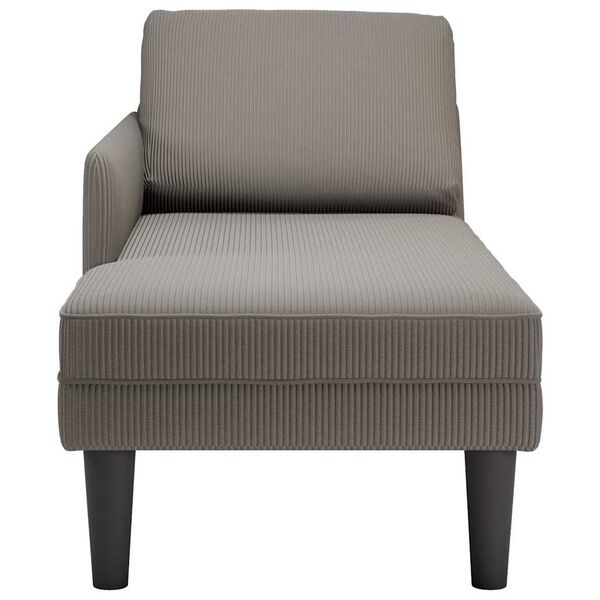vidaXL Chaise longue avec coussin gris clair tissu en velours côtelé