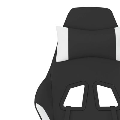 vidaXL Chaise de jeu de massage avec repose-pied Noir et blanc Tissu
