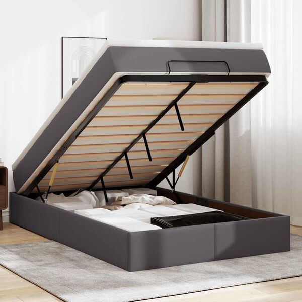 VidaXL Cadre de lit ottoman avec matelas gris 120x200 cm similicuir