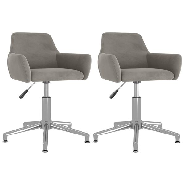 vidaXL Chaises pivotantes &agrave; manger lot de 2 Gris clair Velours