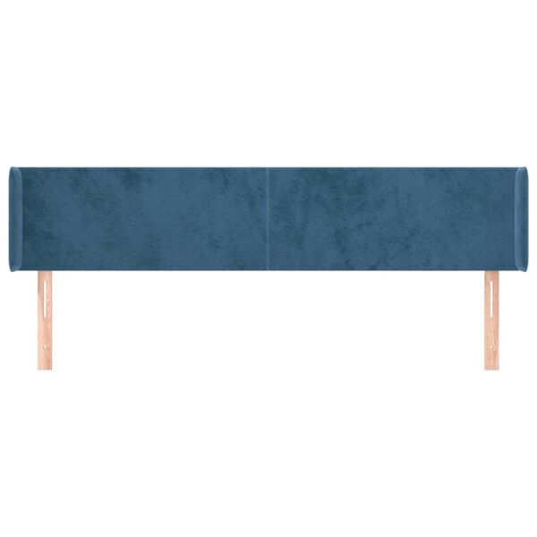 vidaXL T&ecirc;te de lit avec oreilles Bleu fonc&eacute; 163x16x78/88 cm Velours