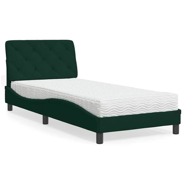 vidaXL Lit avec matelas vert fonc&eacute; 80x200 cm velours