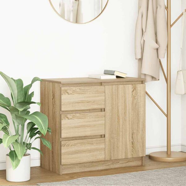 vidaXL Buffet avec tiroir ch&ecirc;ne sonoma 71x35x65 cm bois d'ing&eacute;nierie