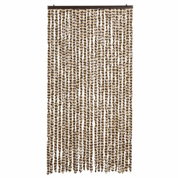 vidaXL Rideau anti-mouches beige et marron 100x200 cm chenille