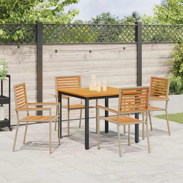 vidaXL Ensemble de salle &agrave; manger pour jardin 5 pcs Beige et Marron