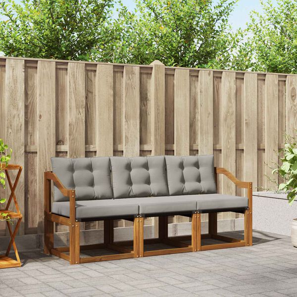 vidaXL Ensemble de canap&eacute;s d'ext&eacute;rieur 3 pcs Gris Naturel et Clair