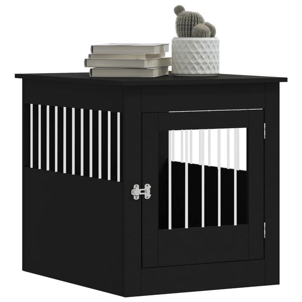 vidaXL Meuble de cage pour chiens noir 64,5x80x71 cm bois d'ing&eacute;nierie