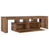 vidaXL Meuble TV avec lumières LED vieux bois bois d'ingénierie