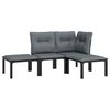 vidaXL Salon de jardin 4 pcs noir et gris r&eacute;sine tress&eacute;e