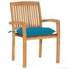vidaXL Chaises de jardin lot de 2 et coussins bleu clair Bois de teck