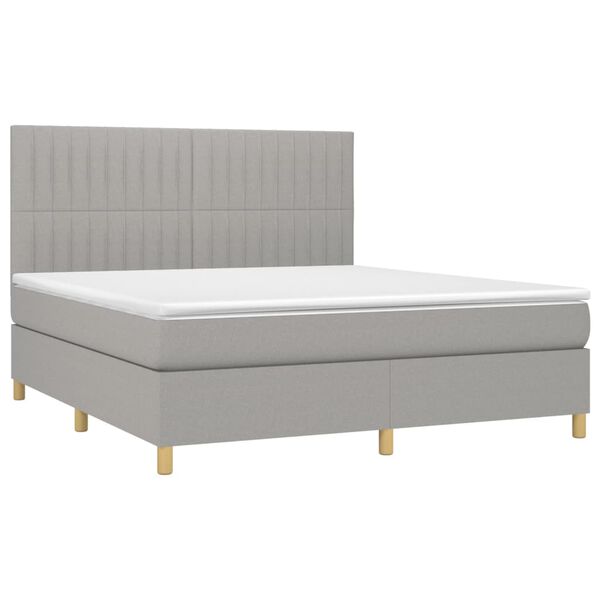 vidaXL Sommier &agrave; lattes de lit avec matelas Gris clair 180x200cm Tissu