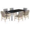 vidaXL Ensemble &agrave; manger de jardin coussins 7 pcs m&eacute;lange beige rotin
