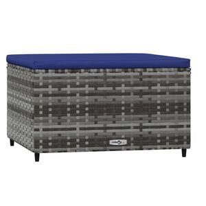 vidaXL Repose-pied de jardin avec coussin Gris R&eacute;sine tress&eacute;e
