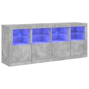 vidaXL Buffet avec lumi&egrave;res LED gris b&eacute;ton 163x37x67 cm