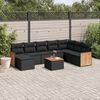 vidaXL Salon de jardin 9 pcs avec coussins noir r&eacute;sine tress&eacute;e