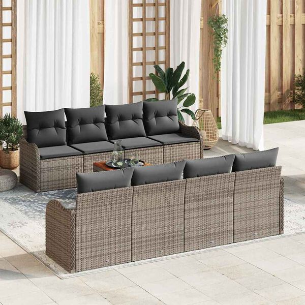 vidaXL Ensemble de canap&eacute; de jardin 9 pcs Gris Poly rotin