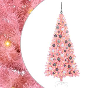 vidaXL Sapin de No&euml;l avec 300 LED avec support Rose 180 cm PVC