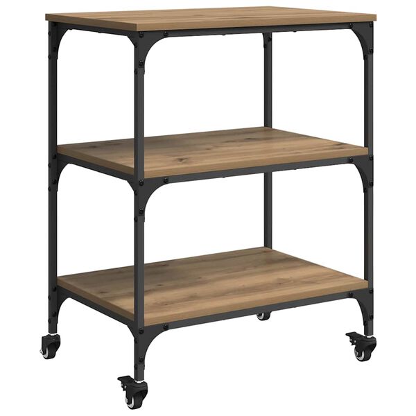 vidaXL Chariot de cuisine Ch&ecirc;ne artisanal 60 x 41 x 76 cm