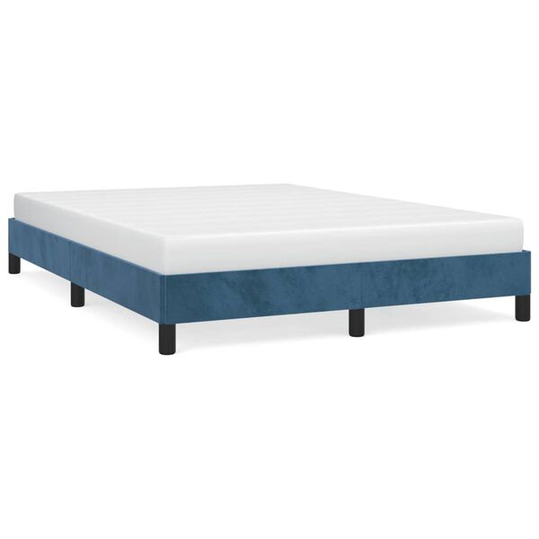 vidaXL Cadre de lit sans matelas bleu fonc&eacute; 140x200 cm velours