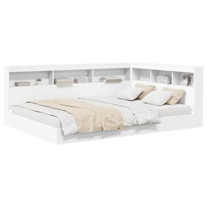 vidaXL Lit Biblioth&egrave;que Blanc 140 x 200 cm Bois d'ing&eacute;nierie