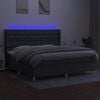vidaXL Sommier &agrave; lattes de lit matelas LED Gris fonc&eacute; 200x200 cm Tissu