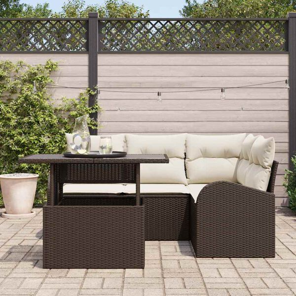 vidaXL Ensemble de canapé de jardin 5 pcs Marron Poly rotin