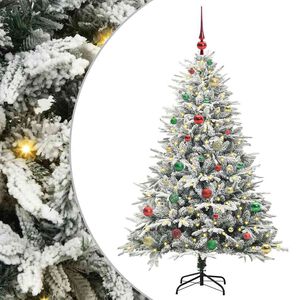 vidaXL Arbre de No&euml;l artificiel pr&eacute;-&eacute;clair&eacute; avec ensemble de boules