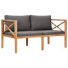 vidaXL Banc de jardin avec coussins gris Bois de teck solide