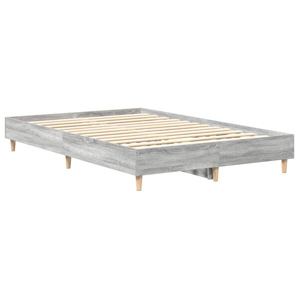 vidaXL Cadre de lit sans matelas sonoma gris 135x190 cm
