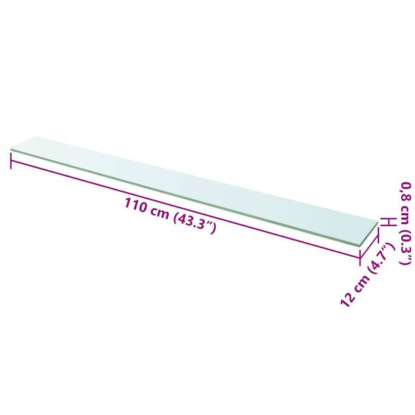 vidaXL Panneaux d'&eacute;tag&egrave;re 2 pcs Verre Transparent 110x12 cm
