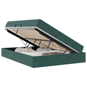vidaXL Lit avec rangement et matelas Vert fonc&eacute; 140 x 200 cm Velours