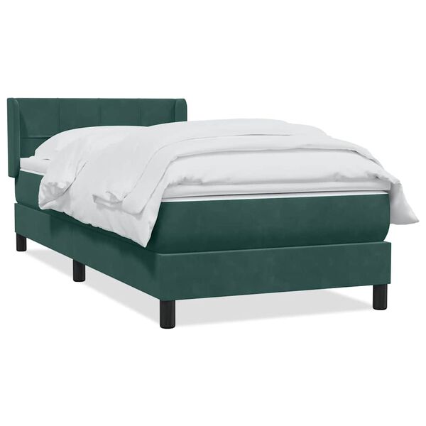 vidaXL Sommier &agrave; lattes de lit et matelas vert fonc&eacute; 90x220 cm velours