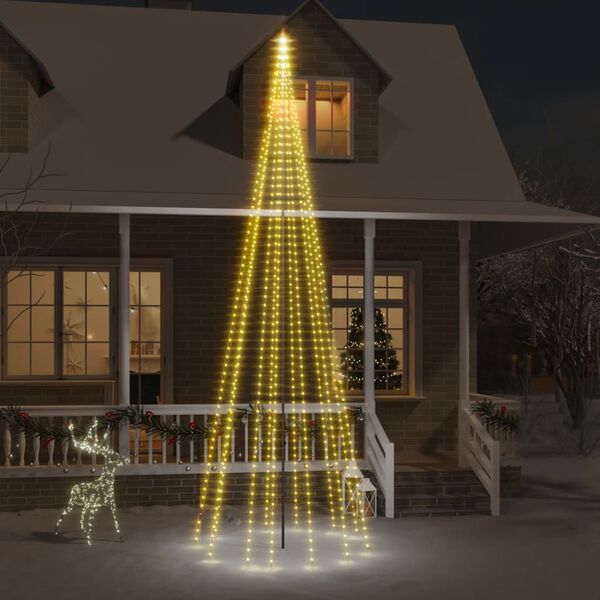 vidaXL Sapin de No&euml;l sur m&acirc;t de drapeau 732 LED Blanc chaud 500 cm