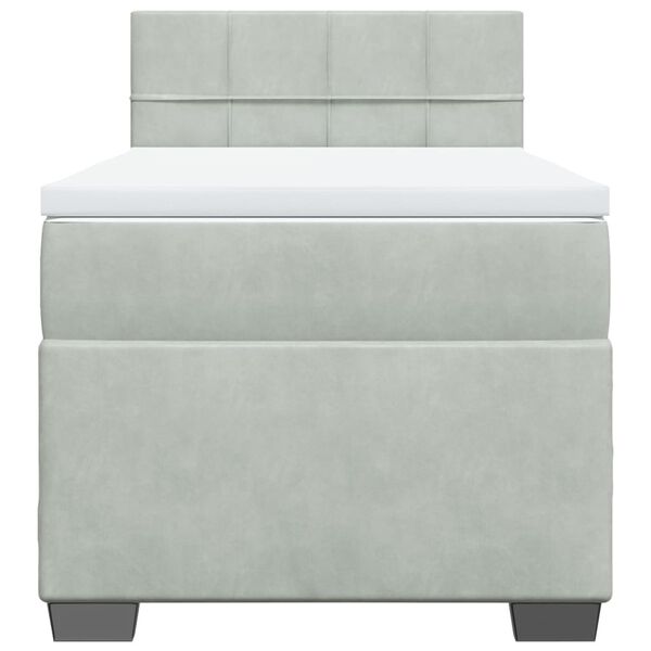 vidaXL Sommier à lattes de lit et matelas Gris clair 100x200cm Velours