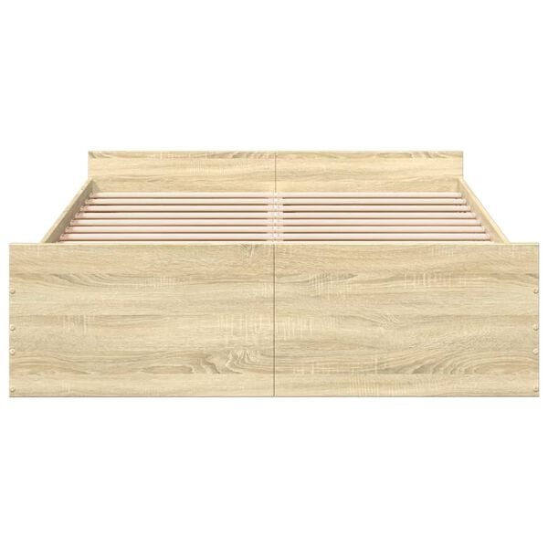 vidaXL Cadre de lit avec tiroirs sans matelas ch&ecirc;ne sonoma 140x190 cm