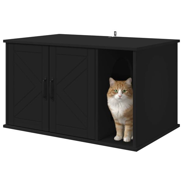 vidaXL Maison pour chat Noir 85 x 55 x 50 cm Bois d'ing&eacute;nierie