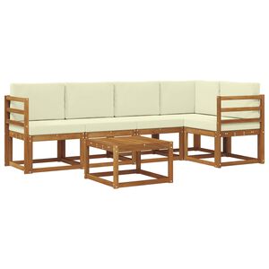 vidaXL Ensemble de canap&eacute;s d'ext&eacute;rieur 6 pc 5 place Naturel et Cr&egrave;me