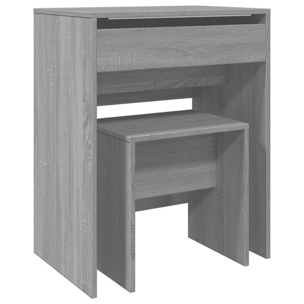 vidaXL Coiffeuse et tabouret sonoma gris 60x40x113,5 cm