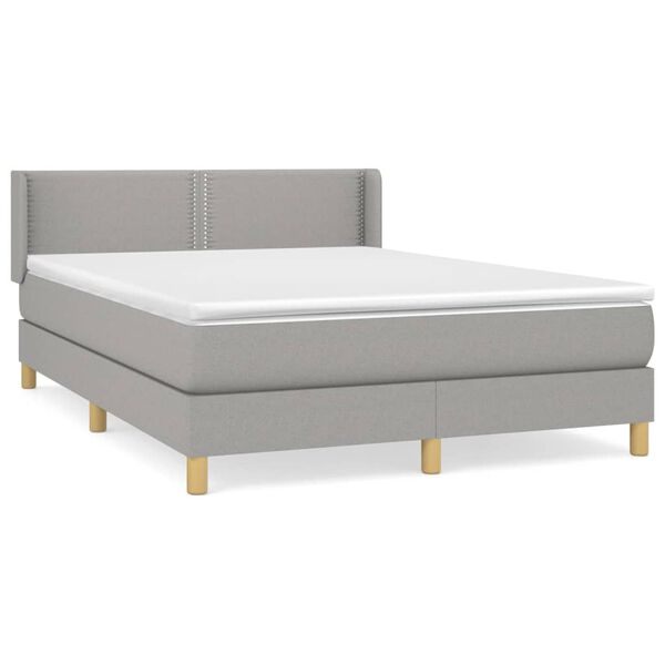 vidaXL Sommier &agrave; lattes de lit avec matelas Gris clair 140x200cm Tissu