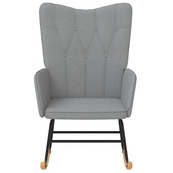 Chaise à Bascule De Relaxation VidaXL - Tissu Gris Clair - 61x78x98 Cm - Cadre Acier Et Bois - Confort Rembourré