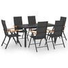 vidaXL Ensemble &agrave; manger de jardin 7 pcs noir et marron