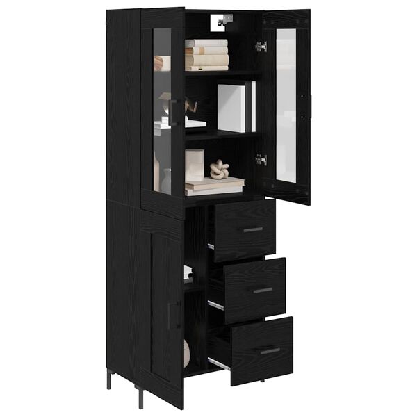 vidaXL Haut Armoire avec tiroir 2 pcs Ch&ecirc;ne noir Bois d'ing&eacute;nierie
