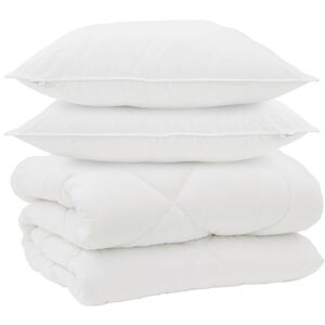 vidaXL Duvet d'hiver avec oreiller 3 pi&egrave;ces Blanc Microfibre
