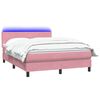 vidaXL Sommier &agrave; lattes de lit avec matelas et LED rose 160x220 cm velours